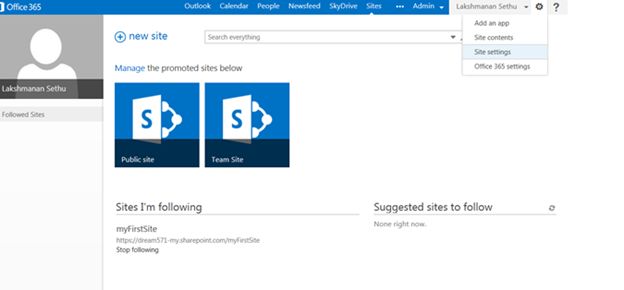 site settings of SharePoint Site